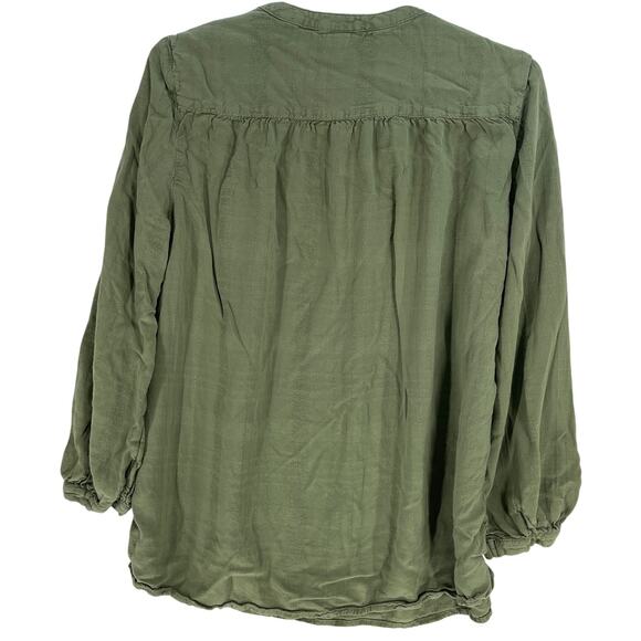 Old Navy Blouse Womens Size S Green Bohemian Boho Hippie Prairie Tunic Top - Picture 3 of 7